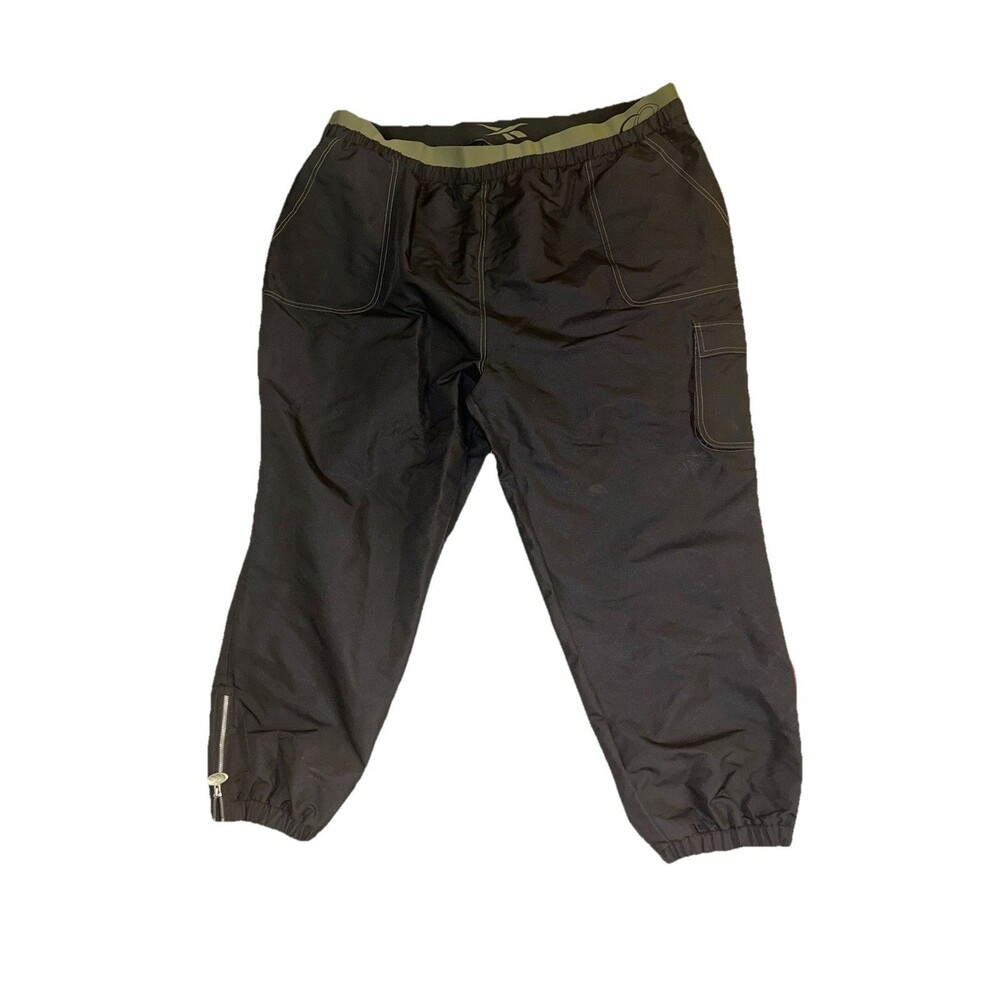 Reebok Cardi B Womens 4x Woven Black Green Joggers Pants Athleisure - Picture 4 of 8